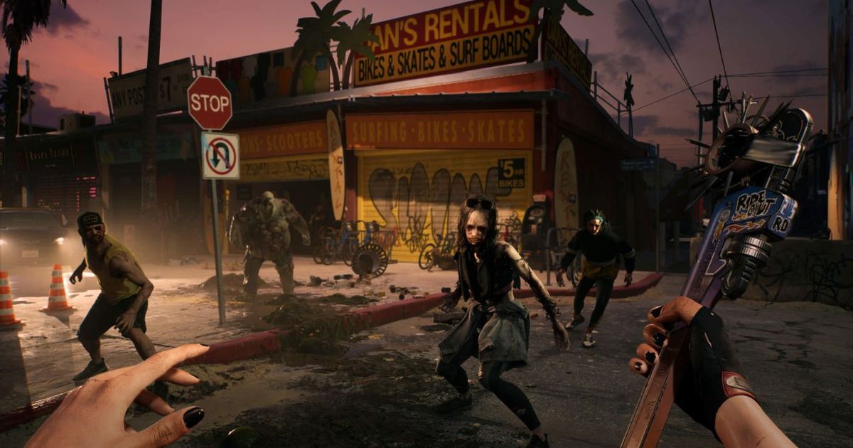 The character is about to fight multiple zombies in Dead Island 2.