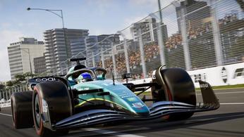 Screenshot of Aston Martin F1 car driven by Fernando Alonso in F1 23 game